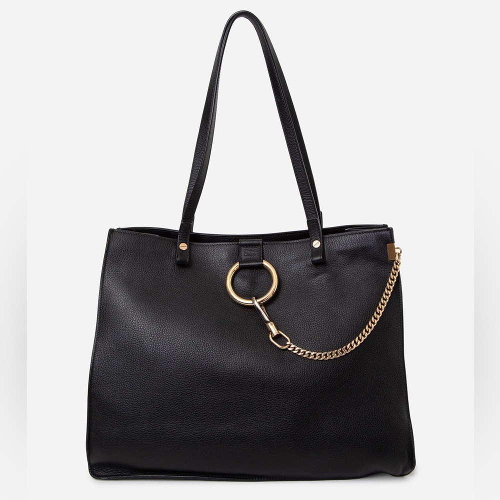 Chloé Black Leather Faye Tote Bag